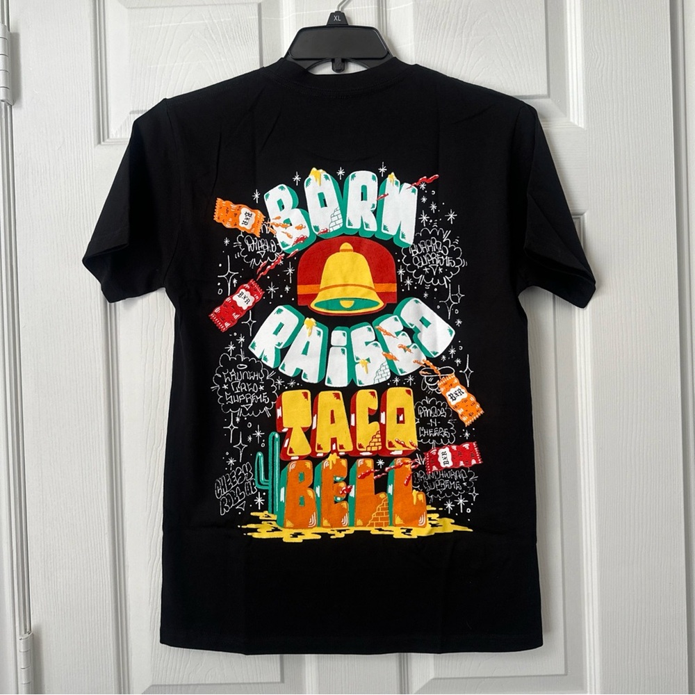 Taco Bell Born x Raised 60th Anniversary T-Shirt Black, Double-Sided, Small NEW